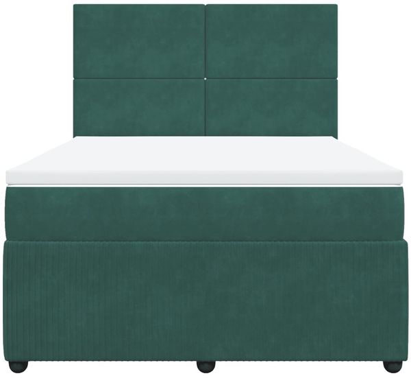vidaXL Boxspringbett mit Matratze Dunkelgrün 160x200 cm Samt 3294679 Bild 6