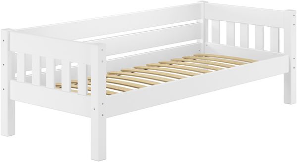 Weißes Couchbett Einzelbett 90x200 Massivholzbett Sofabett mit Federleisten V-60. 53-09W