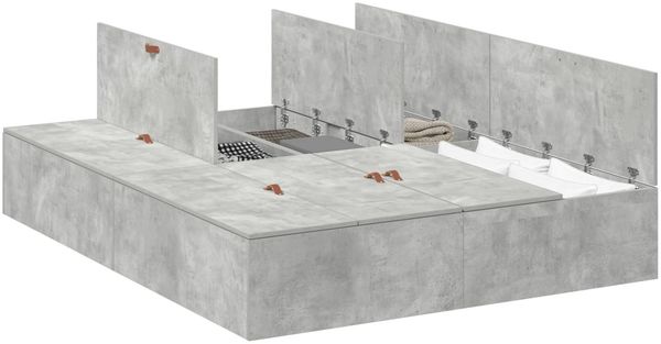 vidaXL Aufbewahrungsbettgestell Beton Grau 140 x 190 cm Holzwerkstoff 3335432 Bild 2