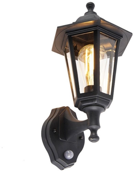 Qazqa Außen-Wandleuchte New haven, ohne Leuchtmittel, E27, Schwarz, Klassisch / Antik, Kunststoff, 1-flammig