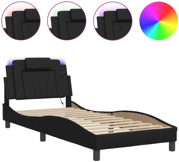 vidaXL Bettgestell "Viana" mit LED ohne Matratze Schwarz 80x200 cm 3213980