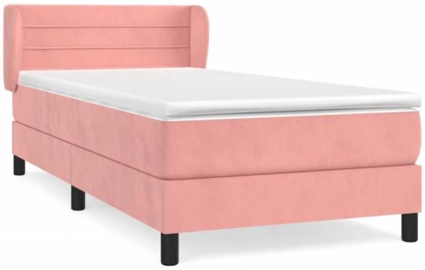 vidaXL Boxspringbett mit Matratze Rosa 100x200 cm Samt 3127540