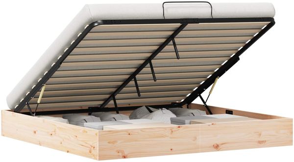 vidaXL Ottoman Bettgestell mit Stauraum Natur 200 x 200 cm 3418798 Bild 2