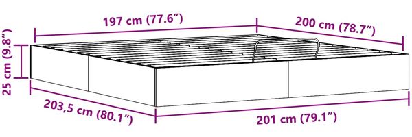 vidaXL Ottoman Bettgestell mit Stauraum Natur 200 x 200 cm 3418798 Bild 10