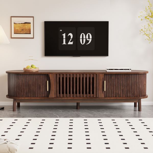 TV-Schrank Lowboard braun, Schiebe- & Klapptür, 165x39,5x46 cm, für bis 65 Zoll
