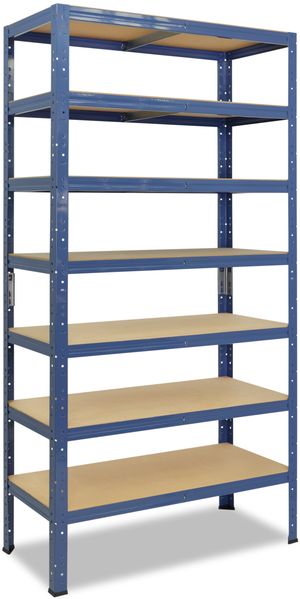 shelfplaza HOME 230x100x50 cm Schwerlastregal in blau mit 7 Böden und 125 kg Traglast pro Boden