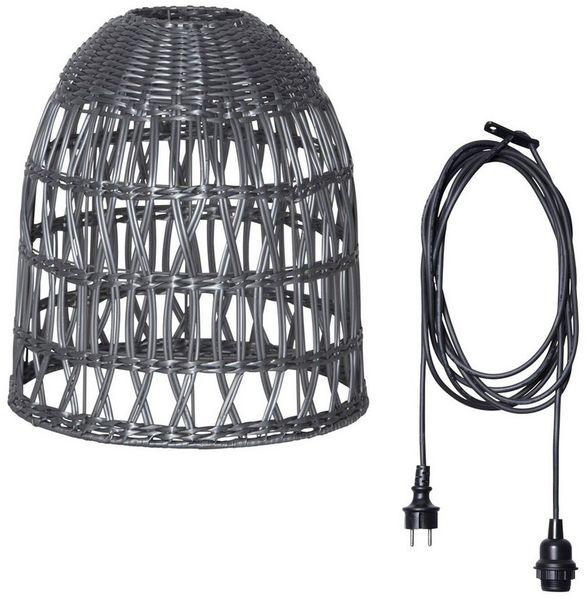 MARELIDA Hängeleuchte Lampenschirm BELL Rattanstil outdoor mit E27 Fassung 33cm wetterfest