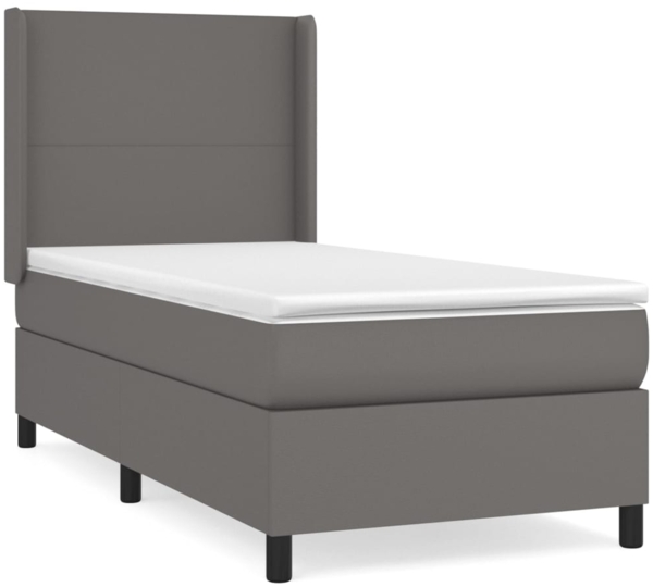 vidaXL Boxspringbett mit Matratze Grau 90x190 cm Kunstleder 3132355