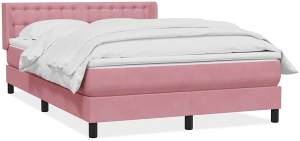 vidaXL Boxspringbett mit Matratze Rosa 140x220 cm Samt 3318494