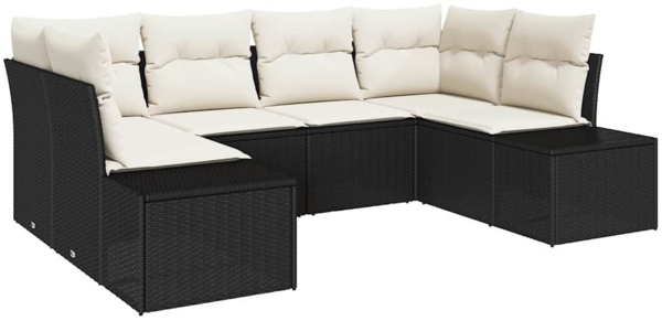 vidaXL Gartensofa-set mit Speicher 6 pcs Schwarz und Creme Poly Rattan 3355866