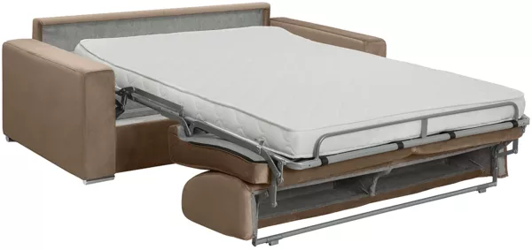 Schlafsofa 2-Sitzer Samt CALITO - Beige - Liegefläche: 120 cm - Matratzenhöhe: 14 cm Bild 2