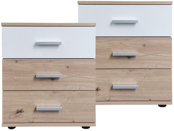 Nachtkonsole Nachtschrank Nina 3 Weiß Artisan