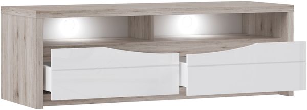 FORTE Saint Tropez TV-Unterschrank mit LED Beleuchtung, Holzwerkstoff, Beige/Braun/Weiß, 147,7 x 49,3 x 52,7 cm Bild 2