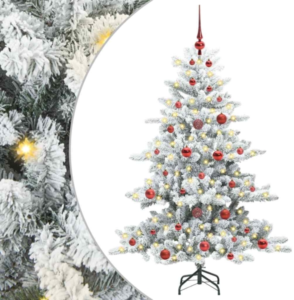 vidaXL Künstlicher klappbarer Weihnachtsbaum Weiß 150 cm PVC und Stahl 3397705