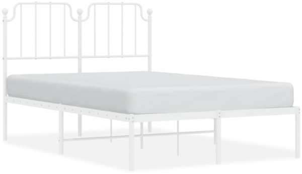 vidaXL Bettgestell mit Kopfteil, Metall, Weiß, 120x190 cm Bild 9