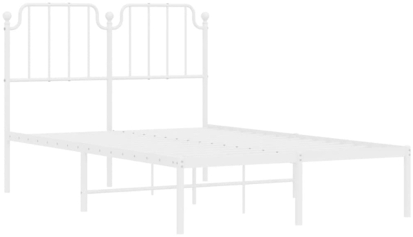 vidaXL Bettgestell mit Kopfteil, Metall, Weiß, 120x190 cm Bild 4