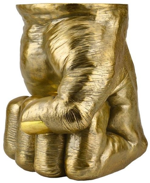 riess-ambiente Beistelltisch FIST 50cm gold - Faust, Skulptur, handgefertigt, urban, modern, rund (Einzelartikel, 1-St), Kraftvoller Ablagetisch - ideal als dekorativer Akzent im Wohnzimmer