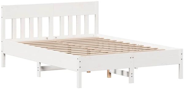 vidaXL Massivholzbett ohne Matratze Weiß 140x200 cm Kiefernholz 3301867 Bild 5