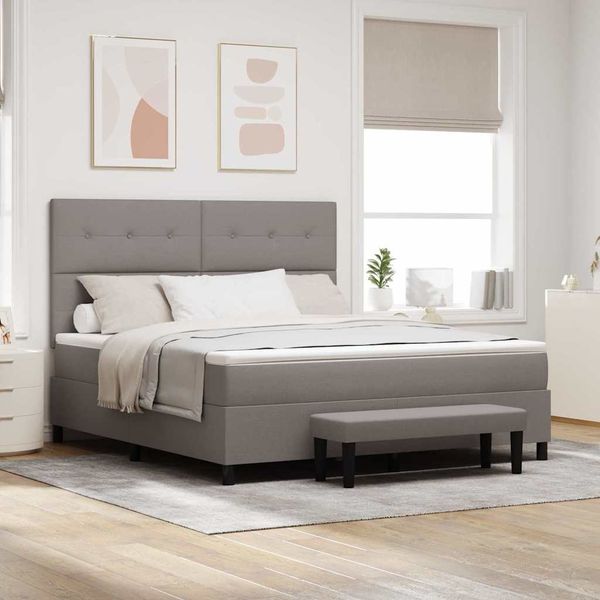 vidaXL Boxspringbett mit Kopfteil Taupe 180 x 200 cm Stoff 3344090
