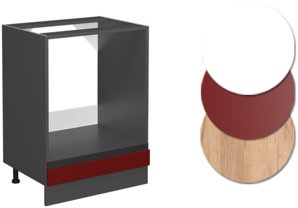 Herdumbauschrank R-Line Rot 60 cm J-Shape AP Marmor Vicco Bild 4