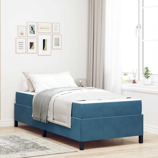 vidaXL Bettrahmen mit Matratze Dunkelblau 90 x 190 cm Stoff 3399034