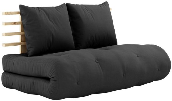 KARUP DESIGN SHIN SANO Schlafsofa Gestell Natur Matratze Dunkelgrau