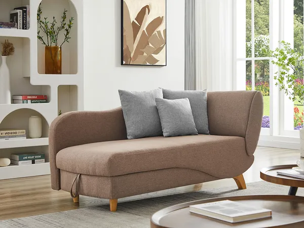 Vente-unique - PENELOPE Chaise longue Stoff Braun - B 80 cm x H 81 cm x L 160 cm