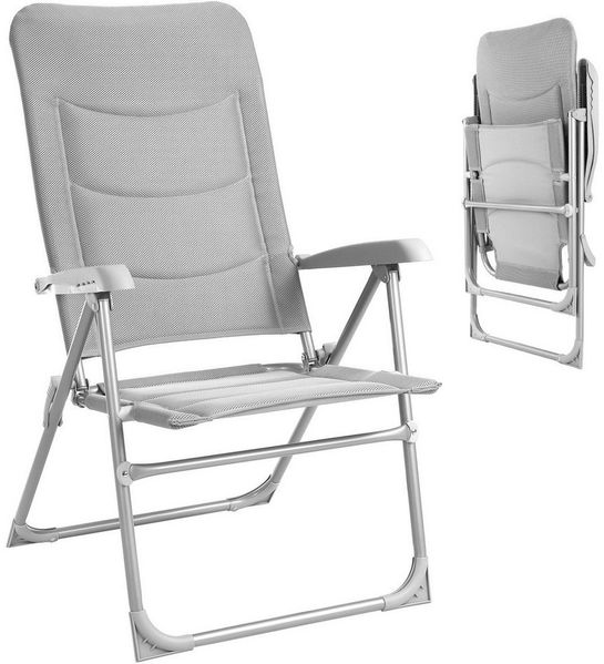 TLGREEN Klappstuhl mit Polsterung,6-fach verstellbarer Campingstuhl, (1 St), Stabiler Aluminiumrahmen & 2 cm dicke Polsterung,bis 150 kg