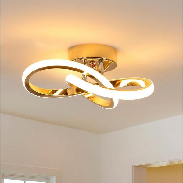 Riserva LED Deckenleuchte Kleeblatt LED Deckenleuchte Gold 22W 3000K Warmweiß Modern