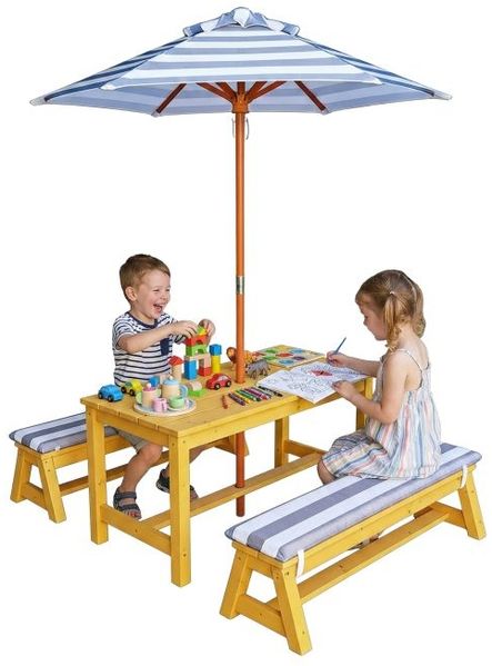 Relaxdays Kindersitzgruppe mit Schirm & Auflagen