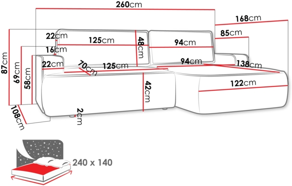 Ecksofa Mrowin (Farbe: Velo 633, Seite: Rechts) Bild 7