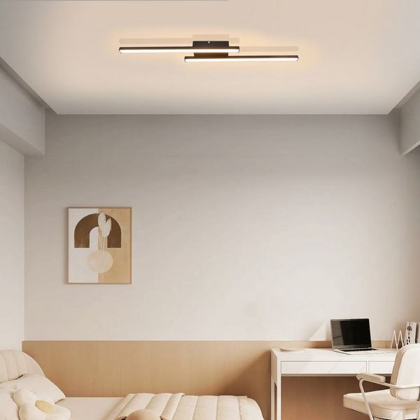 ZMH LED Deckenleuchte Wohnzimmer Schwarz Modern Schlafzimmerlampe 12/24W Warmweiß Flur, Einfache Installation, ohne Leuchtmittel, 3000K, Augenschutz Deckenlampe für Waschräume