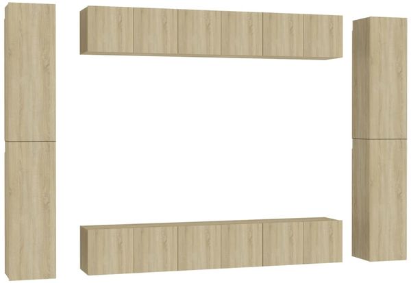 vidaXL 10-tlg. TV-Schrank-Set Sonoma-Eiche Spanplatte [3078980] Bild 2