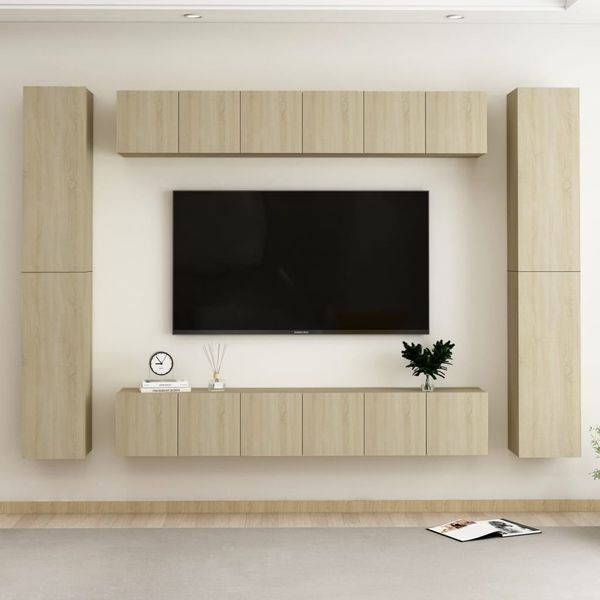 vidaXL 10-tlg. TV-Schrank-Set Sonoma-Eiche Spanplatte [3078980]