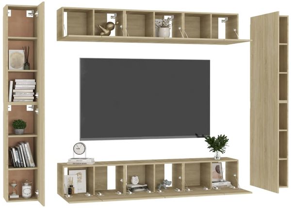 vidaXL 10-tlg. TV-Schrank-Set Sonoma-Eiche Spanplatte [3078980] Bild 3