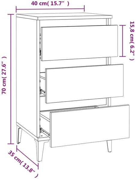 vidaXL Nachttisch Betongrau 40x35x70 cm Holzwerkstoff 819672 Bild 10