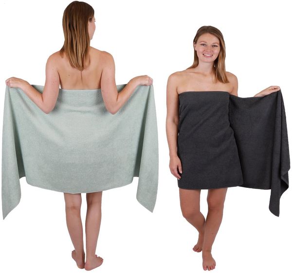 Betz Saunatuch 2 Stück Saunatücher XXL Berlin 70 x 200 cm Jade - Graphit, 100% Baumwolle