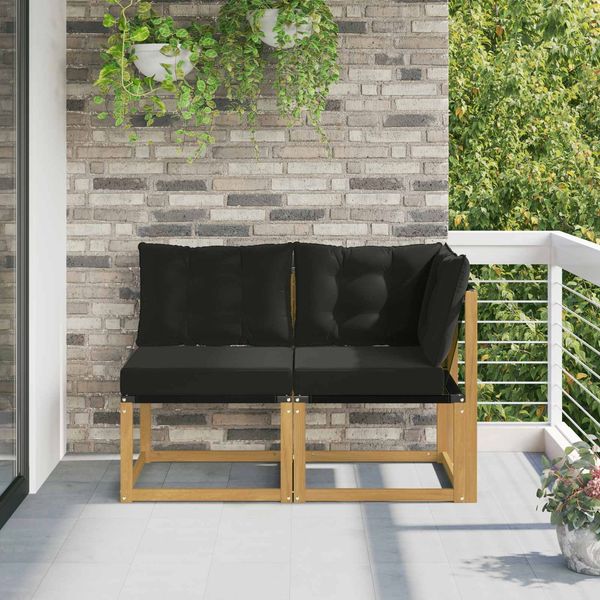 vidaXL Outdoor Mittel- und Ecksofa mit Kissen 2 Stück Weiß 901619