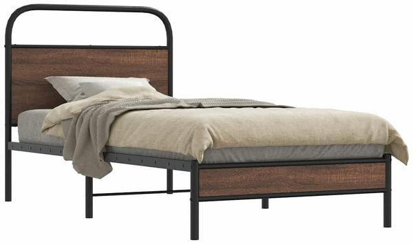vidaXL Bettgestell ohne Matratze 100x190 cm Braun Eichen-Optik 4100458