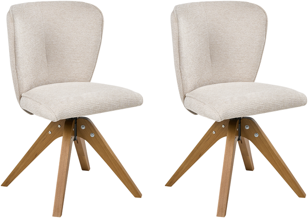 Esszimmerstuhl 2er Set drehbar COSO Stoff Hellbeige