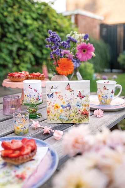 Ambiente® Müslischale Butterflies in field, Porzellan, (1-tlg), Porzellan-Schüssel New Bone China Ø 14 Höhe 6,5cm Volumen ca. 0,4l