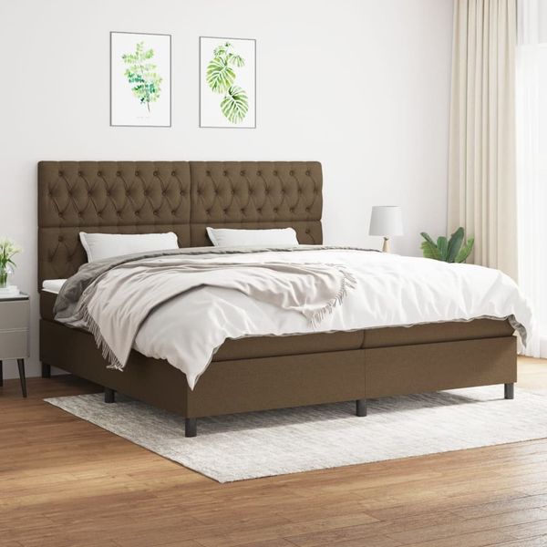 vidaXL Boxspringbett mit Matratze Dunkelbraun 200x200 cm Stoff, Härtegrad: H2 [3142044]