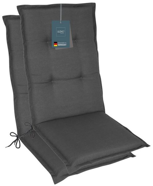 LILENO HOME Hochlehnerauflage Gartenstuhl Auflage, bequeme Sitzauflage für Gartenmöbel, Stuhlkissen, (2 St, 2er Set), Polsterauflage Uni Anthrazit, Sitzpolster für Klappstühle