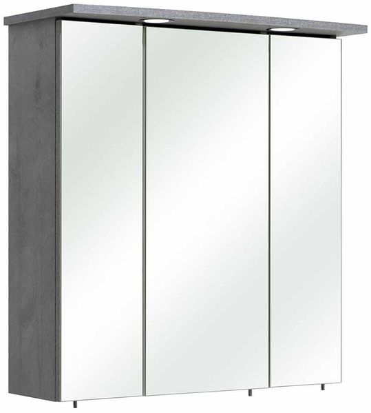 Spiegelschrank Hamm / Bacoli I, Glas, Holzwerkstoff, Metall, Grau, Verspiegelt, 65 x 72 x 20 cm