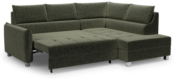 Ecksofa Schlafsofa Sofa MARNO in Stoff Vogue Moosgrün Ottomane Rechts Bild 3
