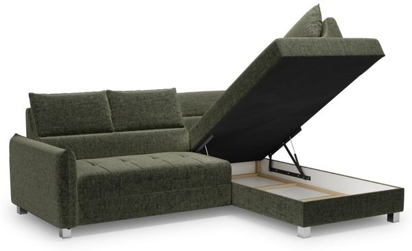 Ecksofa Schlafsofa Sofa MARNO in Stoff Vogue Moosgrün Ottomane Rechts Bild 2