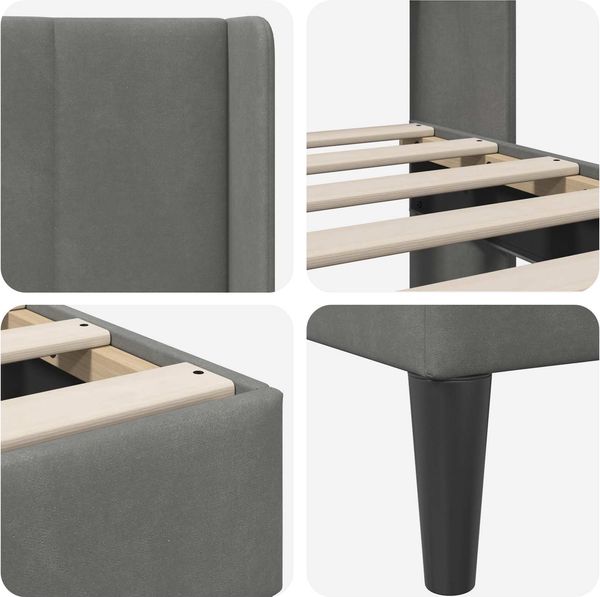 vidaXL Bettrahmen mit Kopfteil Dunkelgrau 120 x 190 cm Samt 42027492 Bild 7
