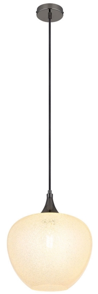 LED Hängeleuchte, Glas klar gemustert, schwarz chrom, D 29cm