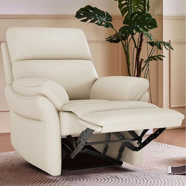 LuxusKollektion TV-Sessel Relaxsessel Echtleder Liegefunktion Fernsehsessel Beige