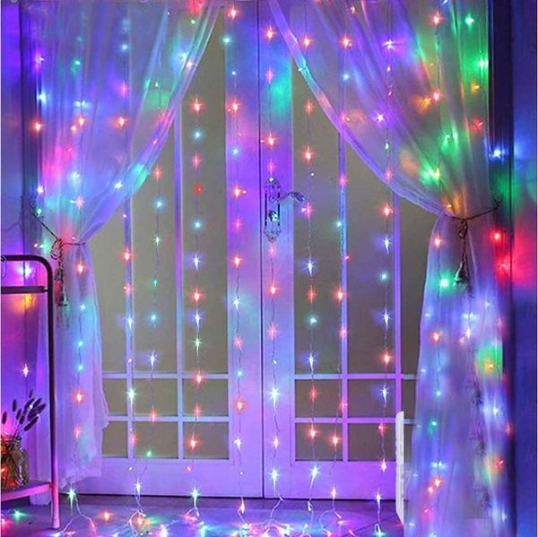 Merry 2024 Lichterkette LED Lichterkette,Vorhang Lichterketten,3x3M,Timer,300LEDs, Fernbedienung,8 Modi,für Innen und Außen Deko wie Weihnachten,Hochzeit